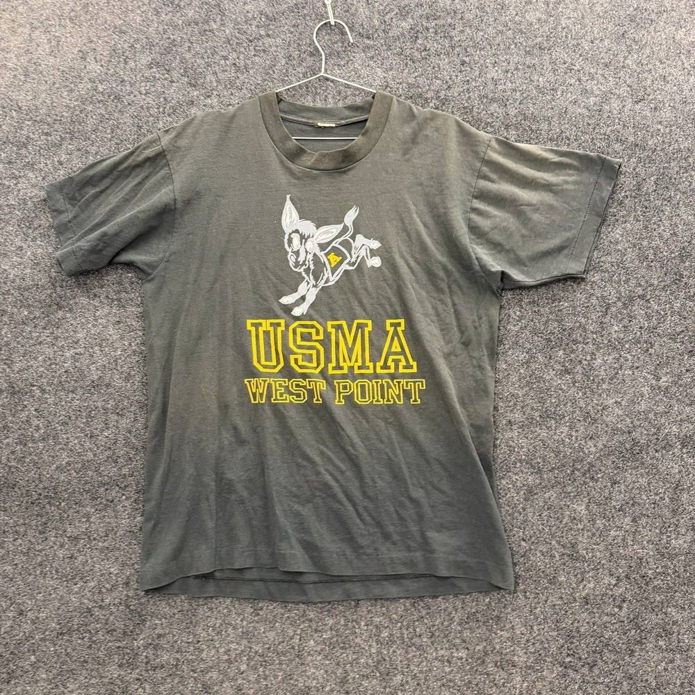 80s USMA West Point Black T Shirt Mens XL Military Academy Graphic Vintage Mule